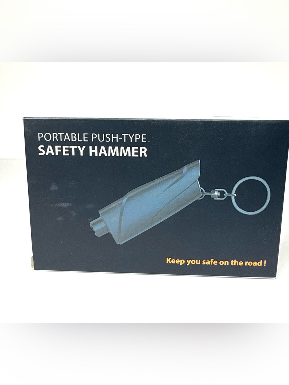 Portable Push-Type Safety Hammer Keychain - Black